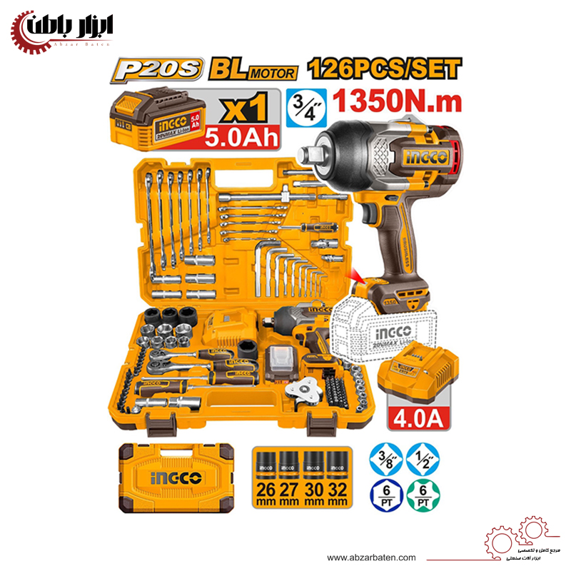 ست 126 پارچه ابزار بکس شارژی اینکو مدل HKTHP31261